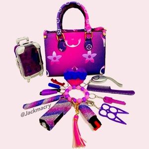 Customized Purple Keychain Set